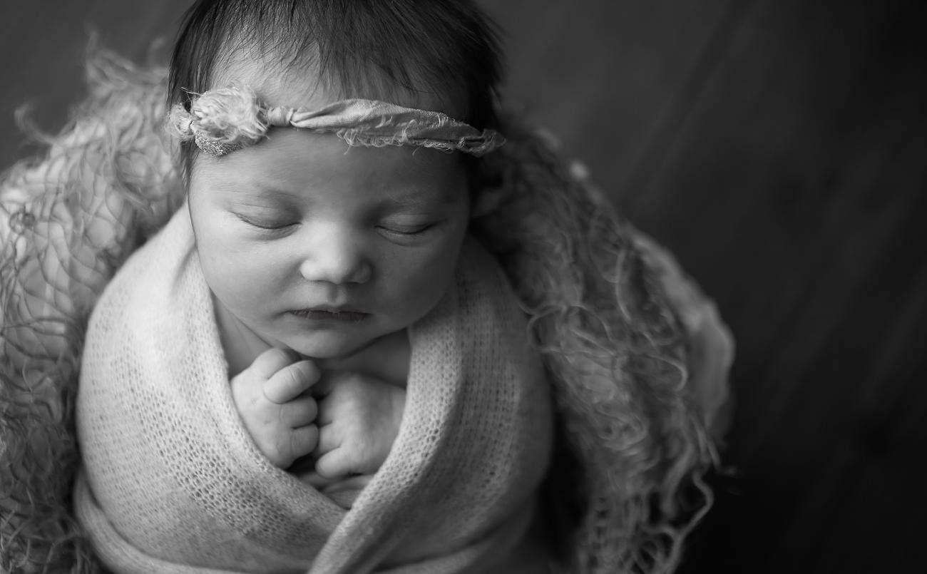 newborn black and white delicate 